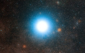 Bright star Alpha Centauri and its surroundings